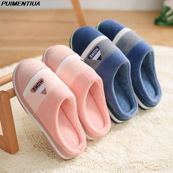 

fashion woman slippers bedroom lovers winter slides warm home slippers house soft anti-slip indoor floor women men shoes, Black