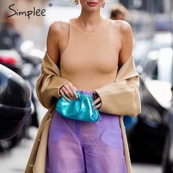 

simplee bodycon solid bodysuit romper women sleeveless casual female bodysuit casual streetwear ladies jumpsuit y200401, Black;white