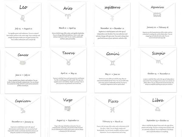 

sign silver 12 golden constellation zodiac pendant necklace birthday gifts white message card for women girlswyfg
