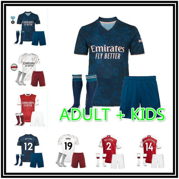 

kids kit 20 21 saka pepe soccer jersey 2020 2021 nicolas ceballos henry guendouzi tierney football boy kits shirt, Black;yellow
