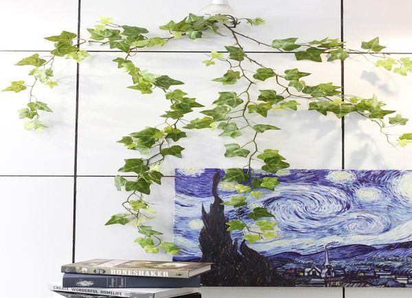 

3d real touch artificial rattan leaves home bedroom decor ivy hanging vine flowers wedding decoration garland party wreath plant bbytod