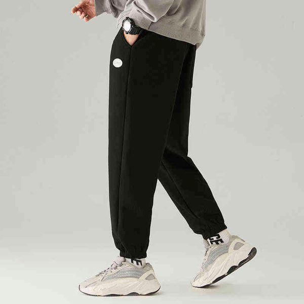 2021 nuovi pantaloni casual da uomo autunno e inverno pantaloni in maglia cintura elastica pantaloni da uomo con ricamo in puro colore M-5XL G0104