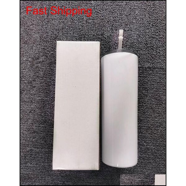 

dhl ship diy blank 20oz sublimation skinny tumbler double wall stainless steel vacuum insulated water mugs qylxdk bde_luck