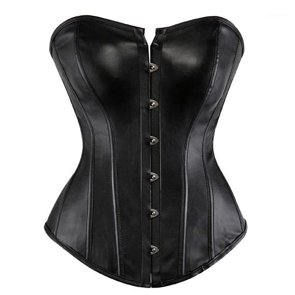 

sapubonva leather corselet corsets and bustiers shaper pu synthetic black corset overbust women clothing lingerie plus size1, Black;white