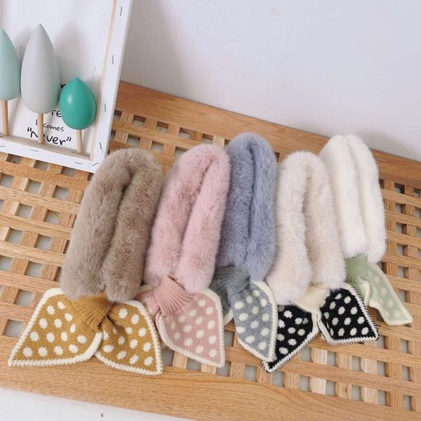 

and tuyu's new autumn ins children's winter mink like scarf lovely fur collar stitching cross warm neckt34s, Red;brown