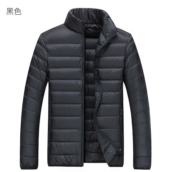 

down winter new coat korean slim solid color warm jacket men's fashion, Black