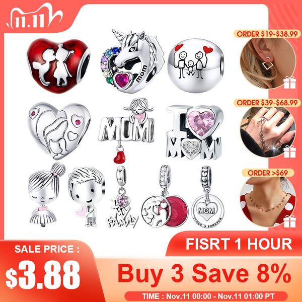 

купить 3 сэкономьте 8% bisaer 925 стерлинговое серебро сердце младенца arch arsiple love mom шарм шарниры подходящие подвески браслет серебр