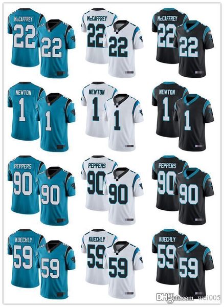 

men women youth carolina panthers 1 cam newton 22 christian mccaffrey 59 luke kuechly 90 julius peppers custom football jerseys, Black;red
