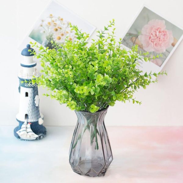 

3pcs/set 7 fork small eucalyptus artificial plants outdoor green grass fake plants garden decor vines1