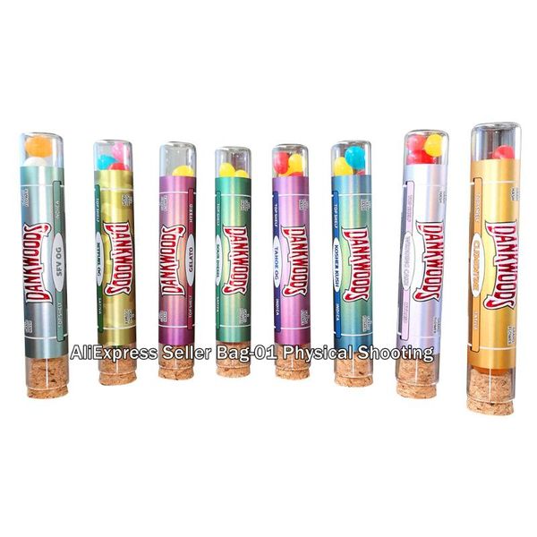 

9 flavors dankwoods glass tube with stickers prerolls cork borosilicate glass pre roll e cigarette empty vape tube vapor