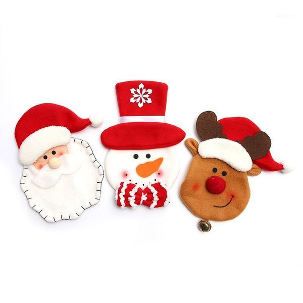 

christmas decorations bag dinner table cutlery holder xmas decoration for home snowman santa claus knife fork navidad natal supplies1