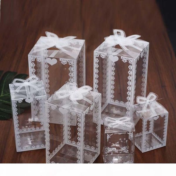 

50 100pcs clear pvc box packing wedding christmas favor cake packaging chocolate candy dragee apple gift event transparent box