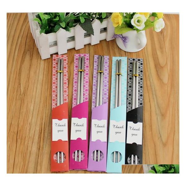 

100pairs/lot 200pcs east meets west stainless steel chopsticks chinese style wedding wedding / function favors gifts express