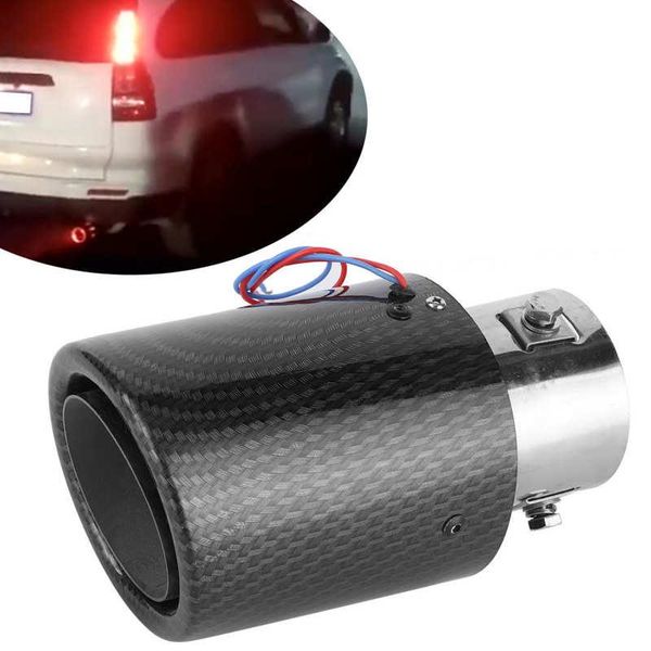 

carbon fiber exhaust muffler tip tail pipe with luminous led light 1.4-2.5in universal style