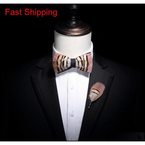 

2020 original design men's bow tie pink feather bow artificial leather bow tie brooch wooden box qylakv nana_shop, Black;gray