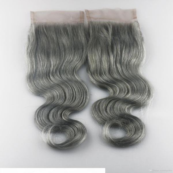 

selling 4x4 grey# lace closure human hair brazilian human virgin hair body wave swiss lace closure, Black