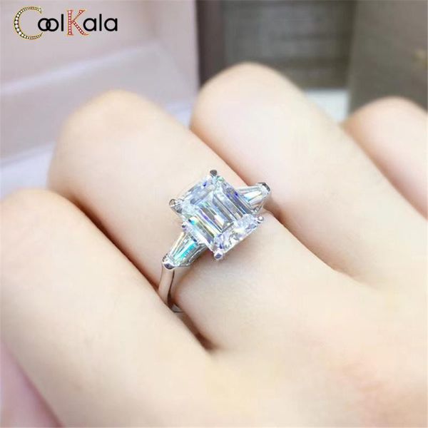 

wedding rings coolkala princess square white rectangular open ring for women, Slivery;golden