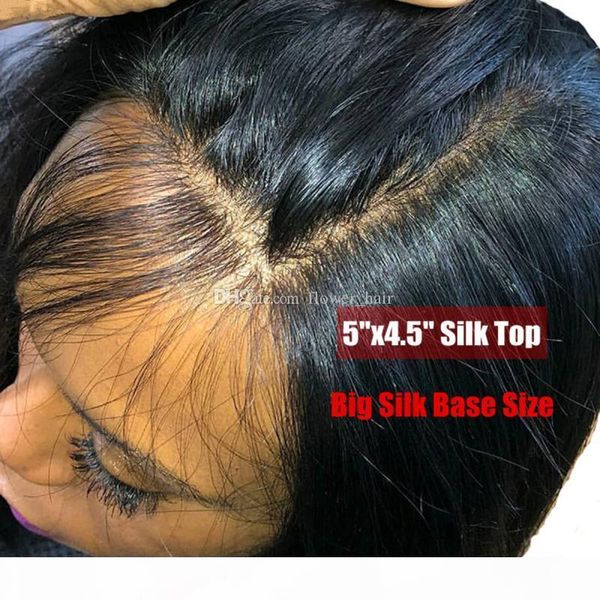 

straight human hair full lace 150 density silk wigs virgin brazilian silk base lace wig human hair with baby hair bleached knots, Black;brown