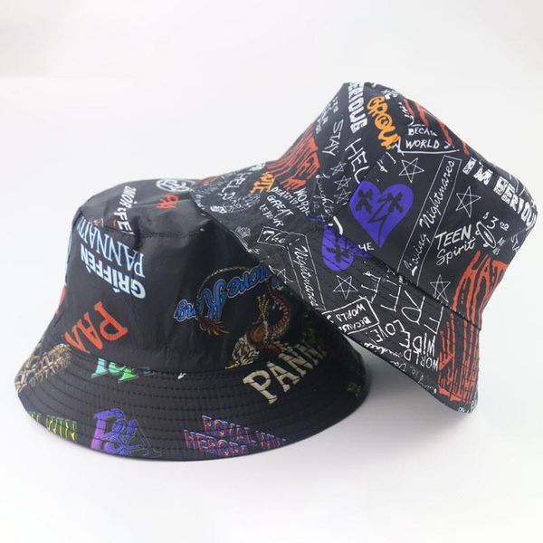 

beanie/skull caps 2021 cartoon letter graffiti fisherman hat all-match personalized basin outdoor travel sun, Blue;gray