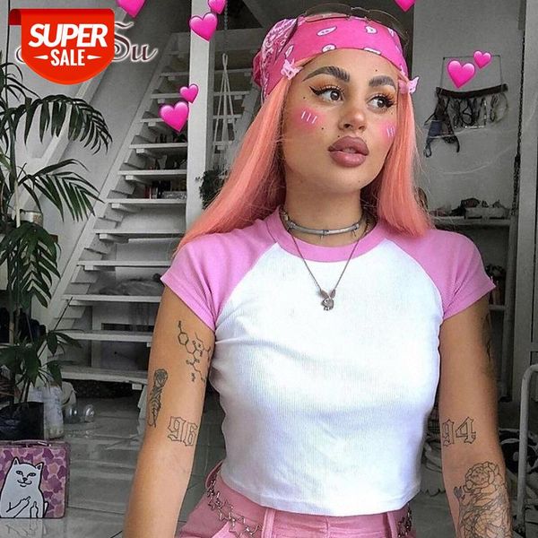 

artsu fashion ribbed short sleeve t shirt women bodycon basic summer pink crop harajuku t-shirt tee shirt asts28007 #ag7a, White