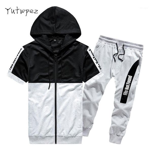 

europe size gyms new men's sets fashion tracksuits men's casual outwear suits spring summer mens clothing slim 2pc hombre 20191, Gray