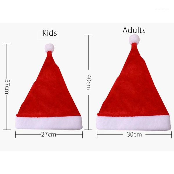 

adults children plush christmas hat xmas caps soft hats with ball gift for kids decor kid santa beanie cap new year decoration1