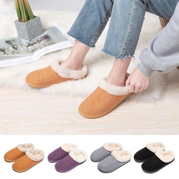 

women slippers winter indoor shoes woman home slippers warm plush lovers floor slipper anti-slip indoor bedroom cotton slides y201026, Black