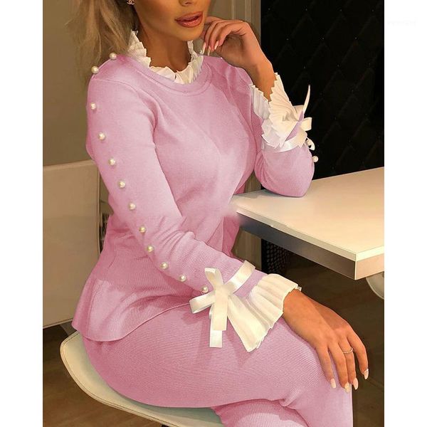 

shirts bowknot buttoned cuff slim blouse autumn long sleeve women casual elegant knit wild office splicing blouses 20201, White