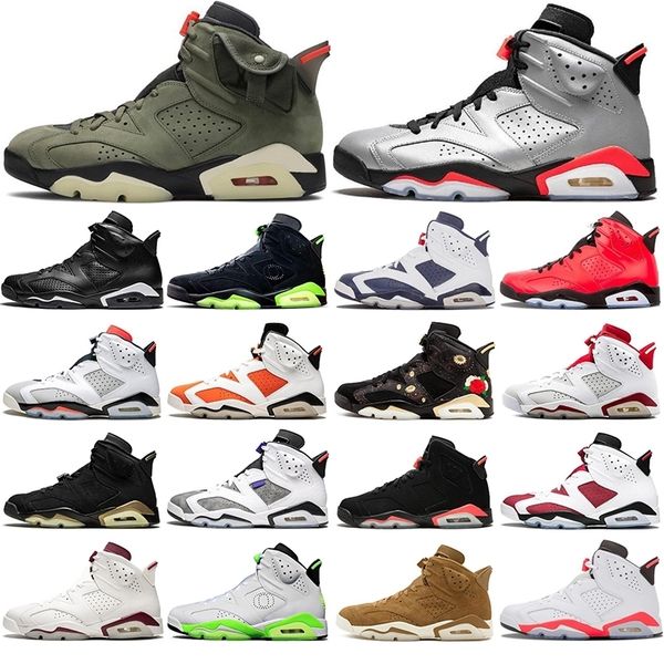 

jumpman 6 6s basketball shoes travis scotts carmine infrares reflections of champion golden harvest mens trainers sport sneakers us 7-13