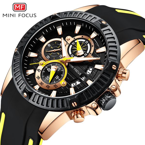 

mini focus mens watches brand luxury fashion sport watch men waterproof quartz relogio masculino army chronograph wristwatch, Slivery;brown