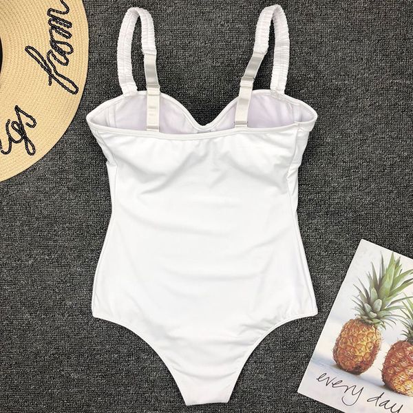 

new 2019 underwire bra cup one piece swimsuit women push up swimwear female monokini bather bathing suit swim wear bodysuit y200824, White;black