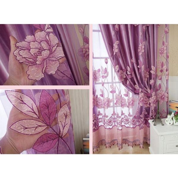 

250x100cm popular lotus print curtains fashion romantic tull door window curtains living bedroom balcony yarn windows decor