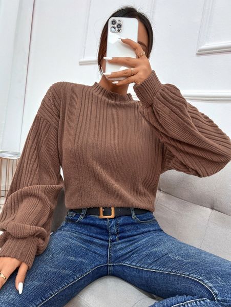 

mock neck drop shoulder tee u0mm#, White