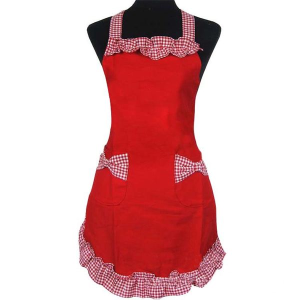 

women black white plaid apron lady red thickening sleeveless fabric korean version princess pinafore dirt resistant 11 5xb j3