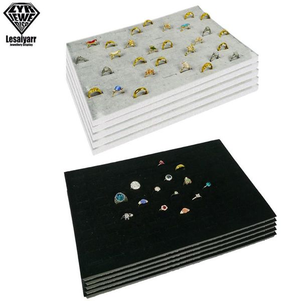 

5pcs/lot tray ring inserts liners grey/black velvet jewelry rings 100 slots foam display case, Pink;blue