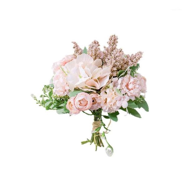 

decorative flowers & wreaths bouquet artificial fake silk rose floral wedding marriage party decoration home decor craft1