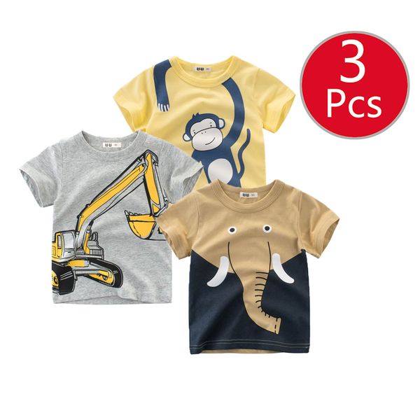 

27kids 3pcs/lots 27kids 3pc dinosaur pattern boys t shirt for kids baby's t-shirt cotton children short sleeve clothes y200704, Blue