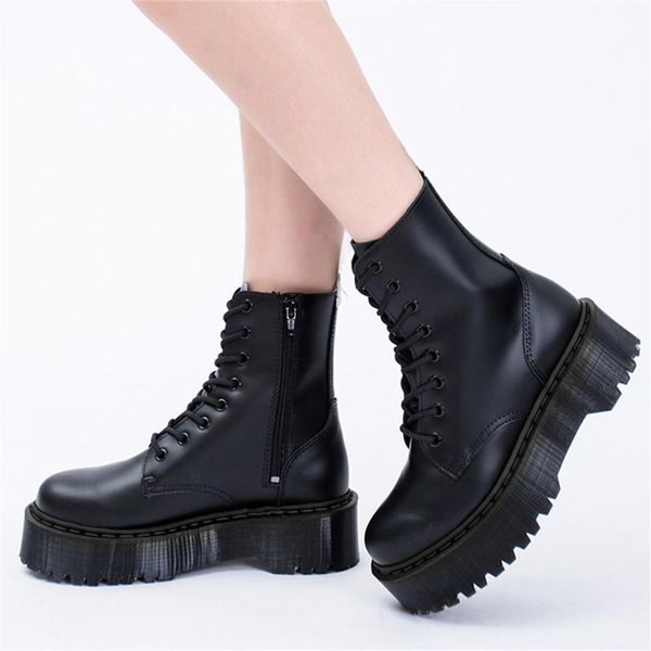 

genuine leather female women goth increased boots shoes woman femmes 3gob, Black