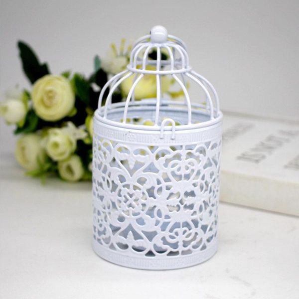 

1pcs hollow pattern bird cage creative home ornament decorative iron can put candles metal candlestick home decoration wmtpns