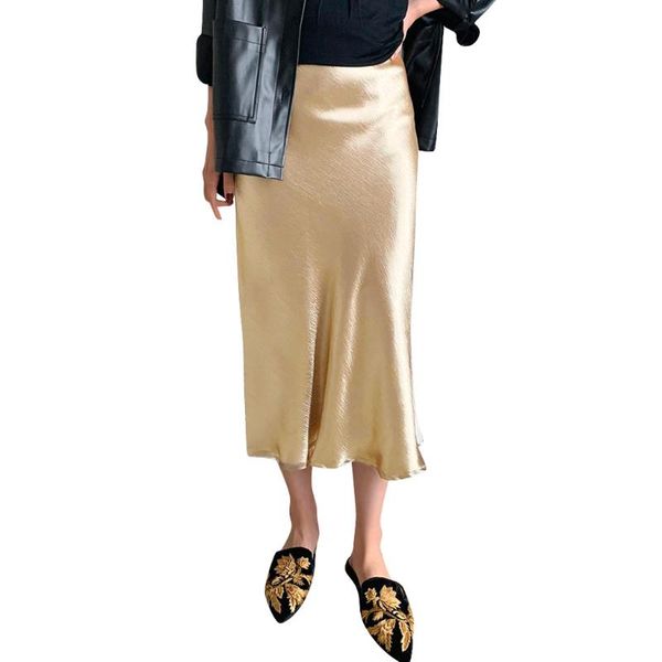 

solid vintage long high waist pleated skirt fashion casual vintage solid pencil skirt pleated elastic waist, Black