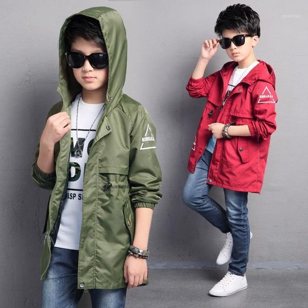 

children outerwear coats boy jackets and coats letter printed boys hooded jacket kids windbreaker jackets teenager trench1, Blue;gray