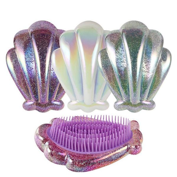 

shell hair comb massage comb anti-knotted women hair brush comb hairdressing hair tools qylszd bdehair, Silver