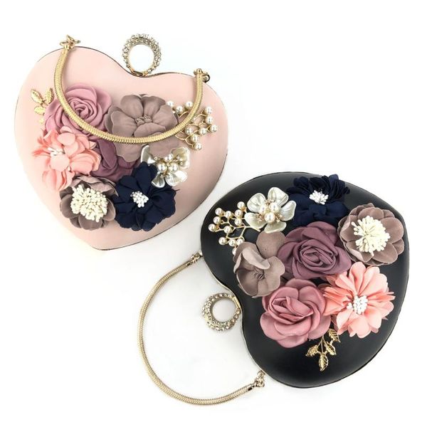 

evening bags women handmade flower wedding bridal handbags clutches purse bag ladies day clutch fashion heart shape shoulder