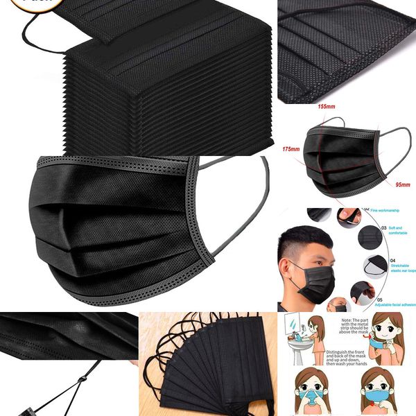 

factoryt8kf3-layer dhl black disposable protection mask with earloop mouth face sanitary outdoor masksoutle