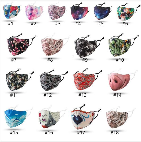 

18 styles designer anti-dust cotton mouth face fashion flower mask party accessories women face masks designer mask earloop washable masks, Silver