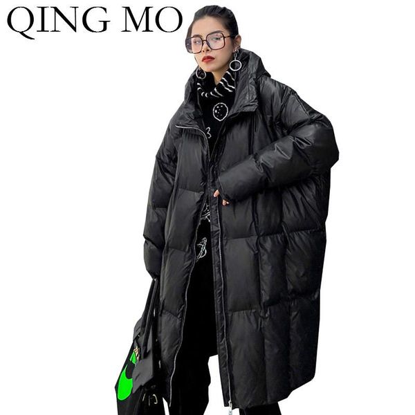 

qing mo pink black coffee coffee women hooded parkas 2020 winter women thicken warm cotton padded jacket oversized zqy5856