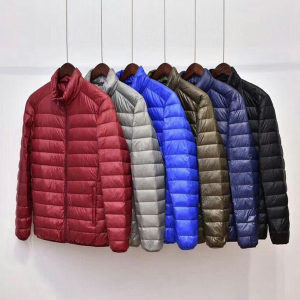 

ebaihui new winter down coat men solid slim stand collar light down jacket men's casual warm cashmere men's coats large size, Black