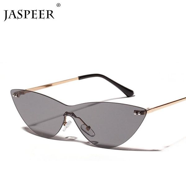 

sunglasses jaspeer vintage rimless cat eye siamese women retro transparent pink mirror glasses for female uv400, White;black