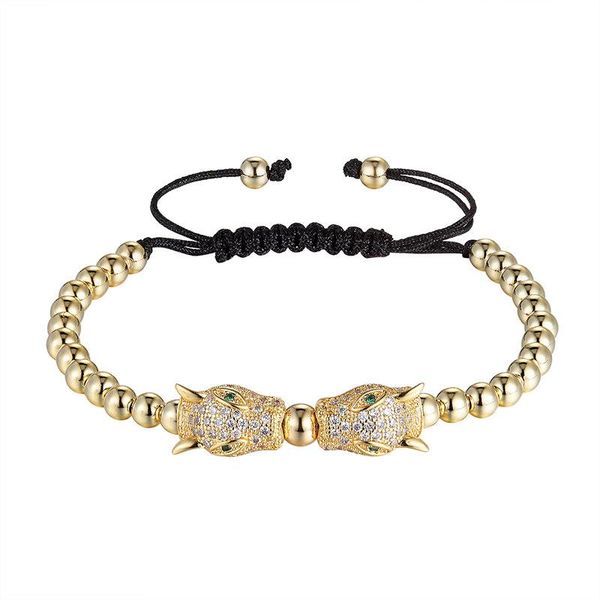 

livvy fashion men's bracelet mini paving cz double leopard knitting hand knitting charm bracelet men's jewelry gifts as264 wmturp