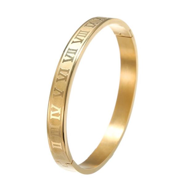 

bangle hip-hop style punk roman letter open bracelet for men and women stainless steel material four-color geometric fine jewelry gifts, Black